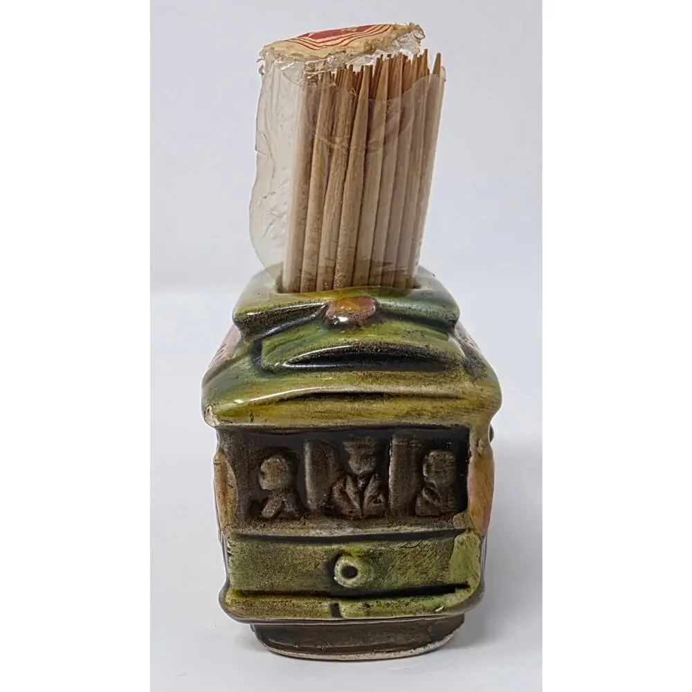 Vintage San Francisco Cable Car Shakers & Toothpick Holder Japan Set